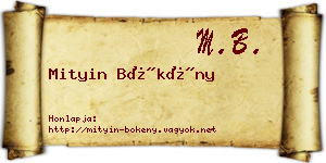 Mityin Bökény névjegykártya